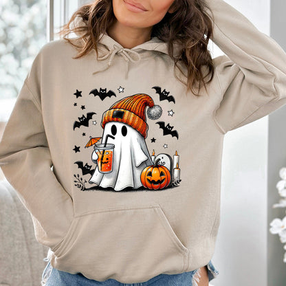 Sudadera con capucha de murciélago, calabaza y fantasma de Halloween para mujer