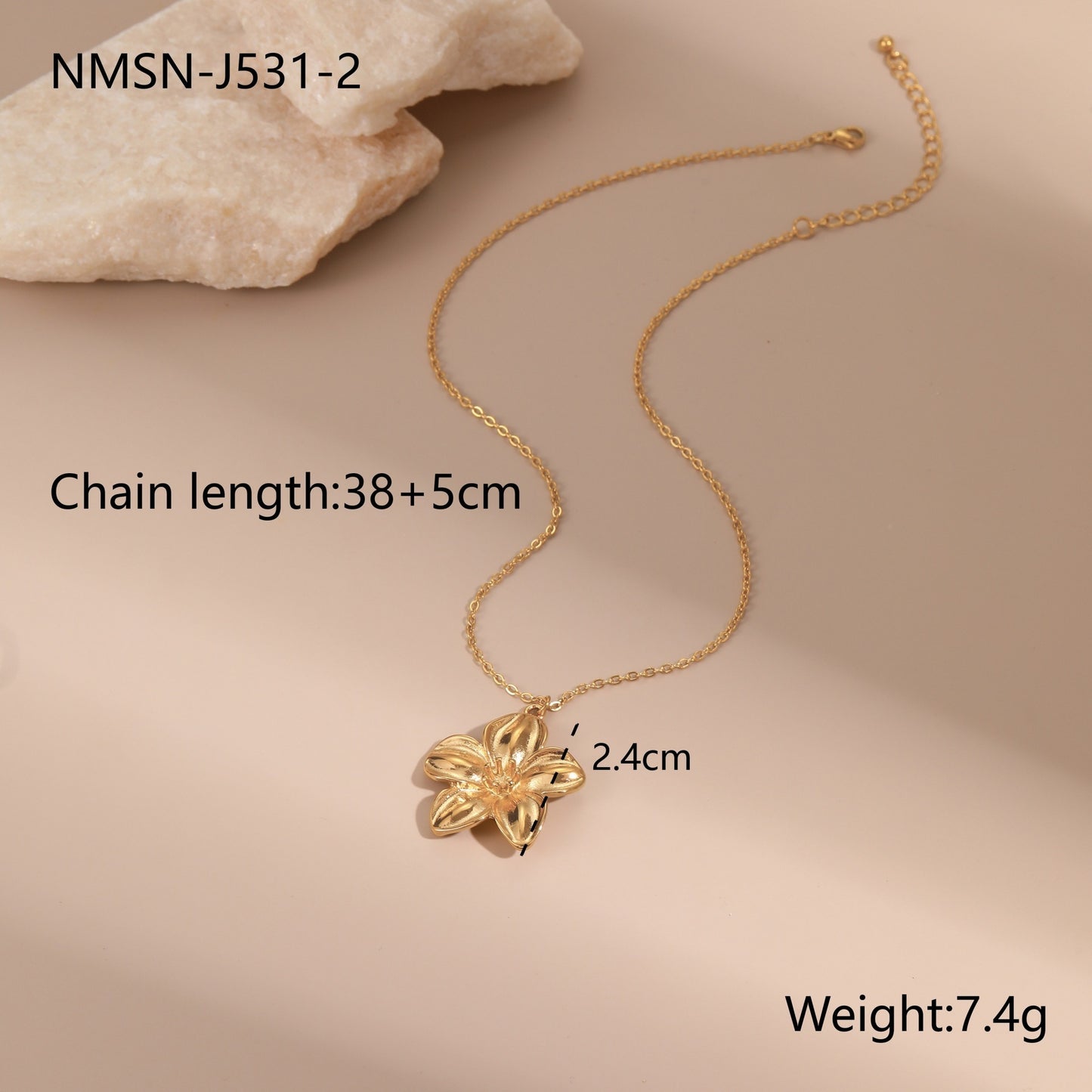 European And American Dignified Flowers Necklace Titanium Steel Earrings Open Ring