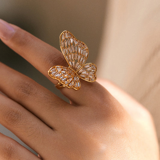 Butterfly Animal Element Exaggerated Personalized Copper Plating Finger Ring