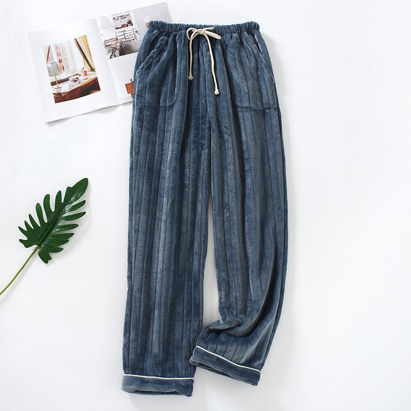 Couple Flannel Home Pants Trousers Thick Coral Fleece Warm Pants Men Plus Size Pants - BAGMODA