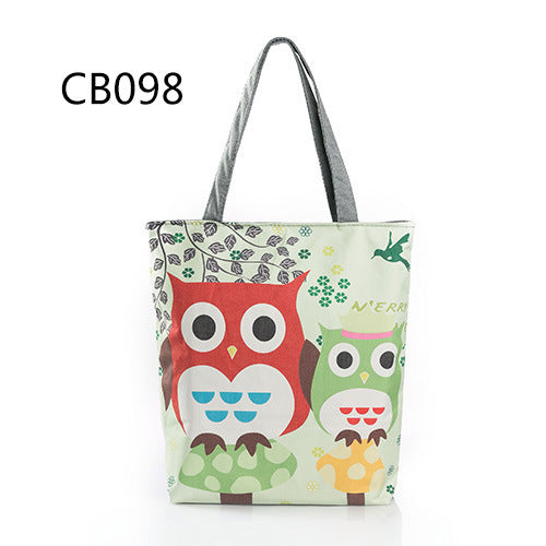 Owl print canvas bag