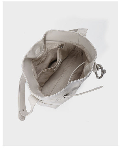 Cowhide Stitching Bucket Bag