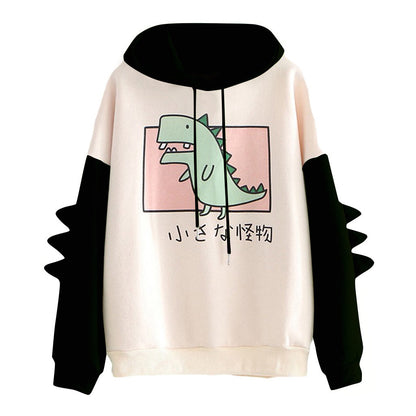 Niedlicher Kapuzenpullover mit Dinosaurier-Print und Plüsch-Sweatshirt