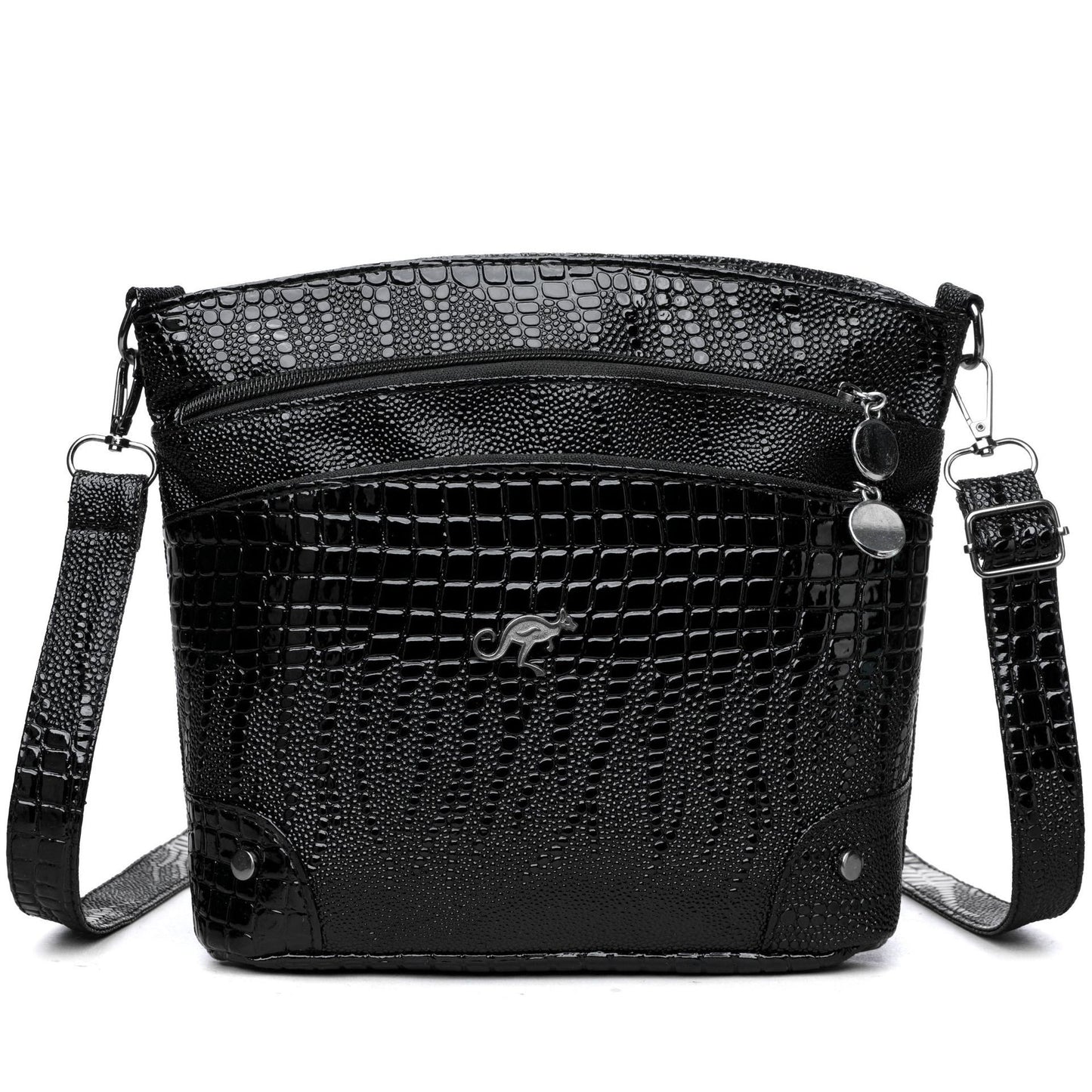 Velouria Croco Pattern Messenger Bag