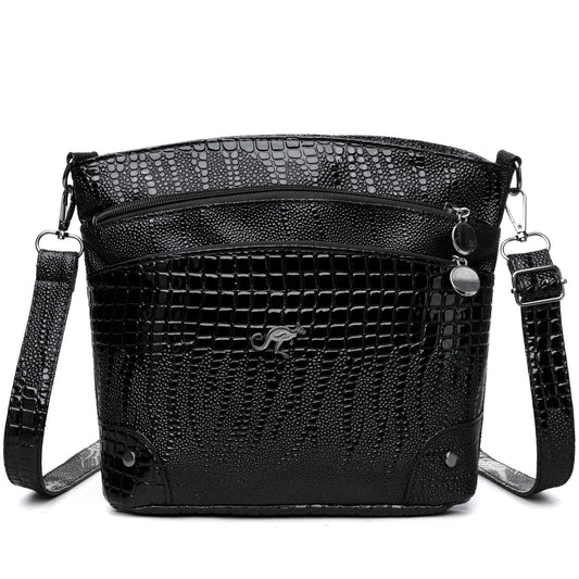 Velouria Croco Pattern Messenger Bag