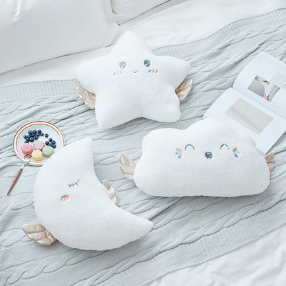 Neu Gefüllte Engel Wolke Mond Sterne Plüsch Kissen Weiche Kissen Wolke Gefüllte Plüsch Spielzeug für Kinder Baby Kinder Kissen Mädchen