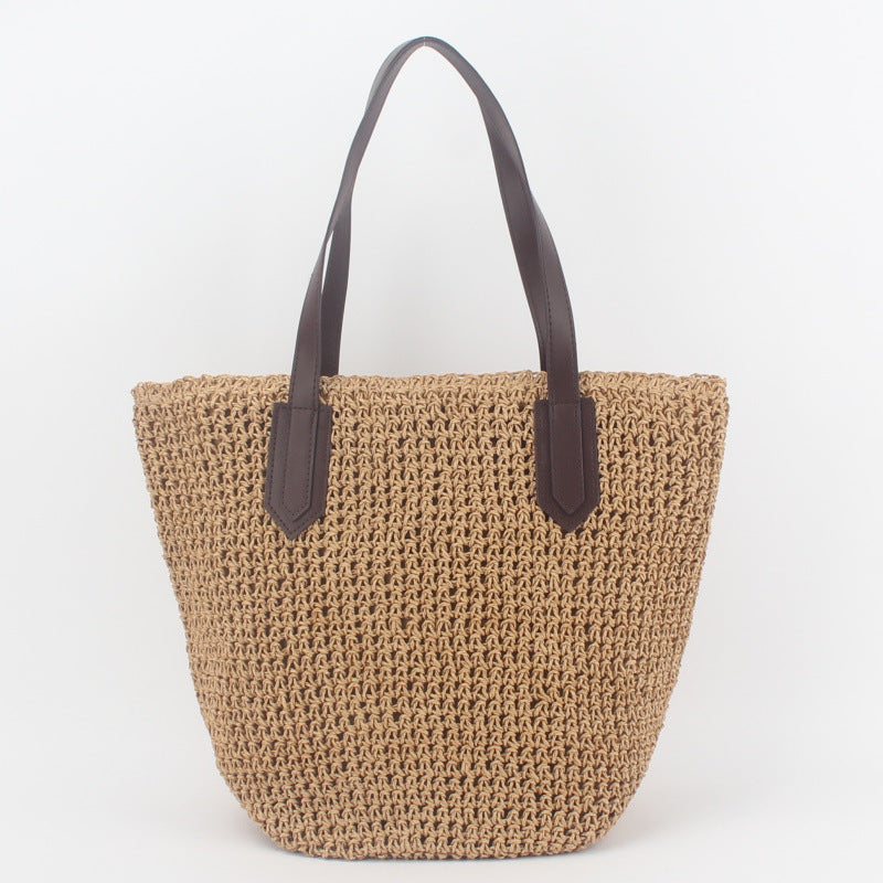 Bolso bandolera de playa redondo de paja tejida