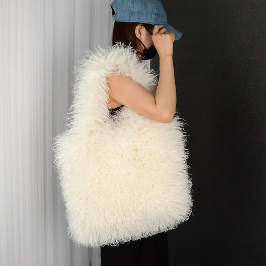 Faux Fur Beach Wool Plush Bag