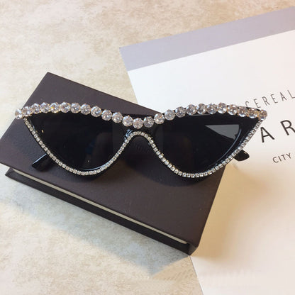 Gafas de sol de lujo con forma de gato y diamantes para mujer
