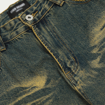 Spray Paint Denim Straight-leg Pants Men