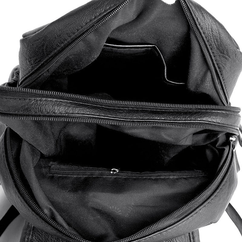 Casual soft leather ladies travel backpack