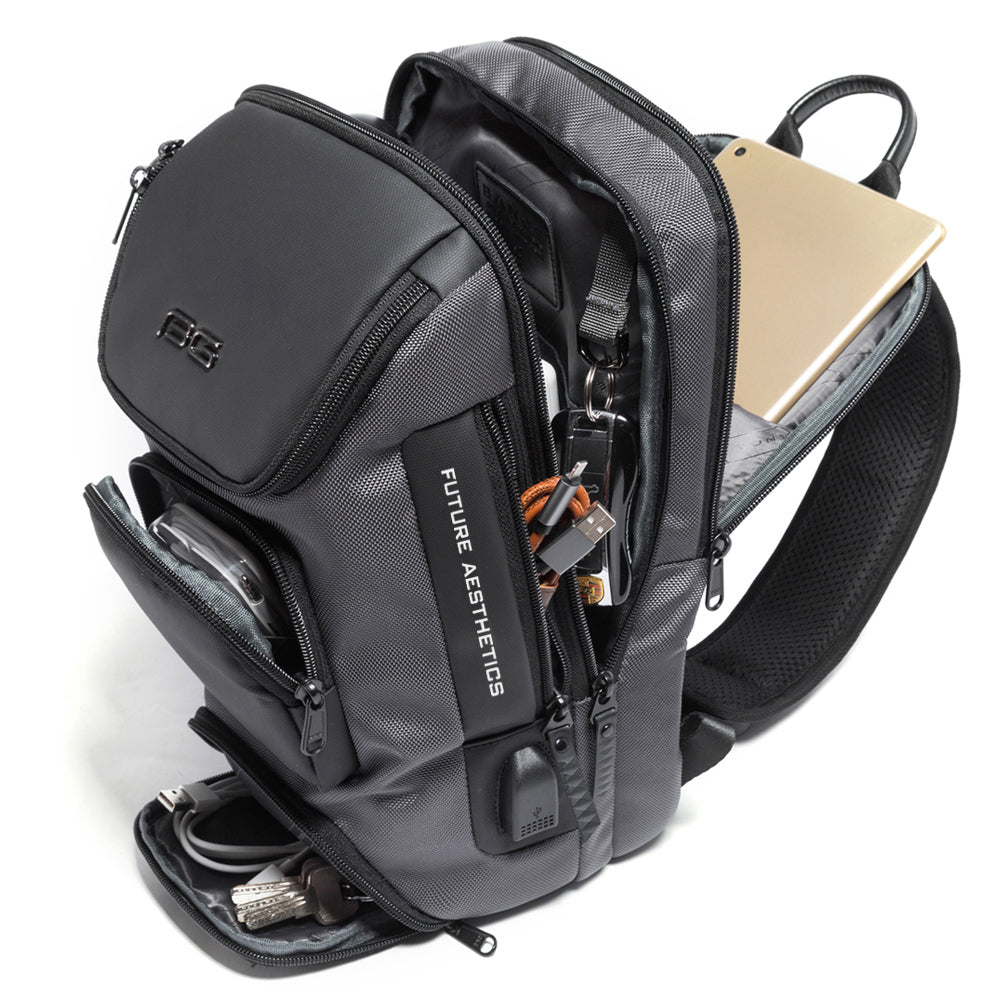 Slanted USB tech Messenger Bag
