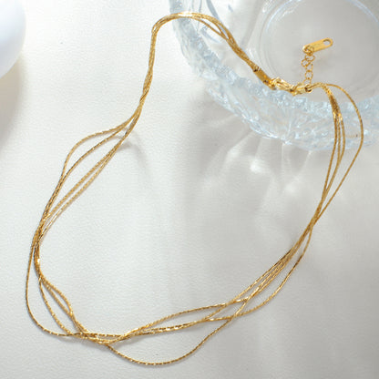 Collar multicapa de acero de titanio europeo y americano para mujer.