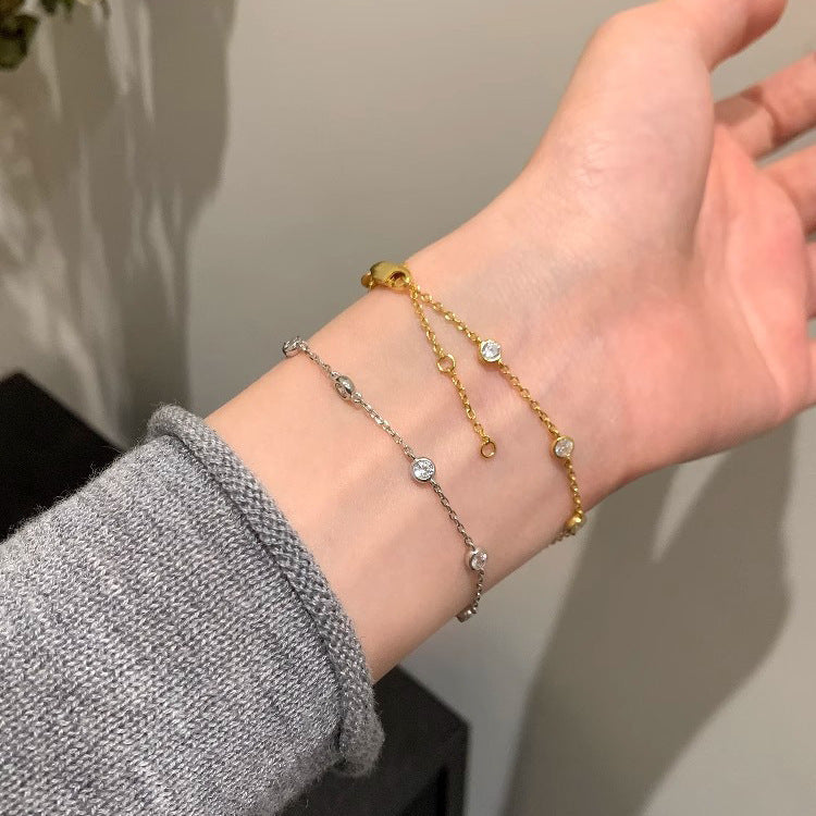 Small Round Diamond Light Luxury Bracelet Female Zircon Personality