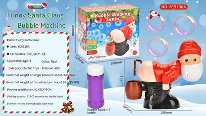 Elektrische Weihnachtsmann-Seifenblasenmaschine, Blasen mit Musik und Licht, Unterhaltungsspielzeug, Streich, lustiges Ornament, Weihnachtsgeschenke, Weihnachtsdekorationen