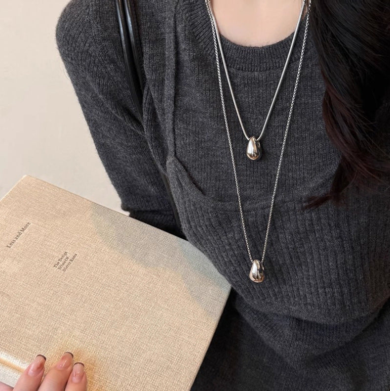 Collar minimalista con colgante de gota de agua, accesorios ligeros de lujo de alta calidad para mujer