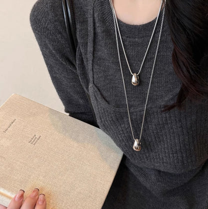 Collar minimalista con colgante de gota de agua, accesorios ligeros de lujo de alta calidad para mujer