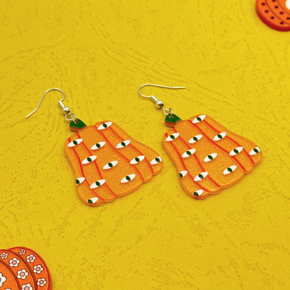 Halloween Day Ornament Colorful Ghost Eyes Funny Acrylic Earrings For Women
