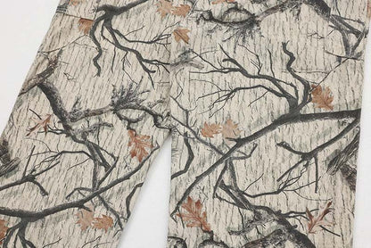 American Retro Branch Deciduous Camouflage Suspender Pants Men And Women - BAGMODA