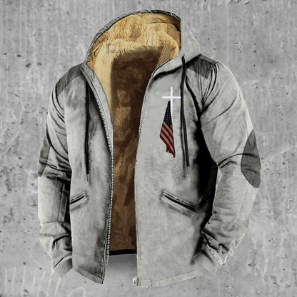 Chaqueta acolchada de algodón con cremallera y capucha de estilo europeo y americano en 3D