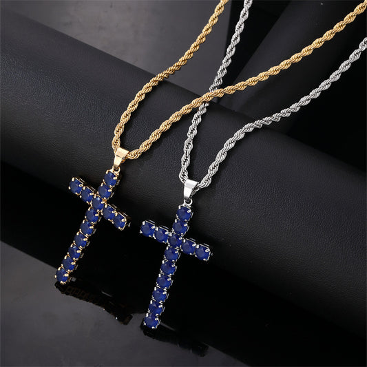 Collar de cruz europea y americana para hombre, estilo hip hop.