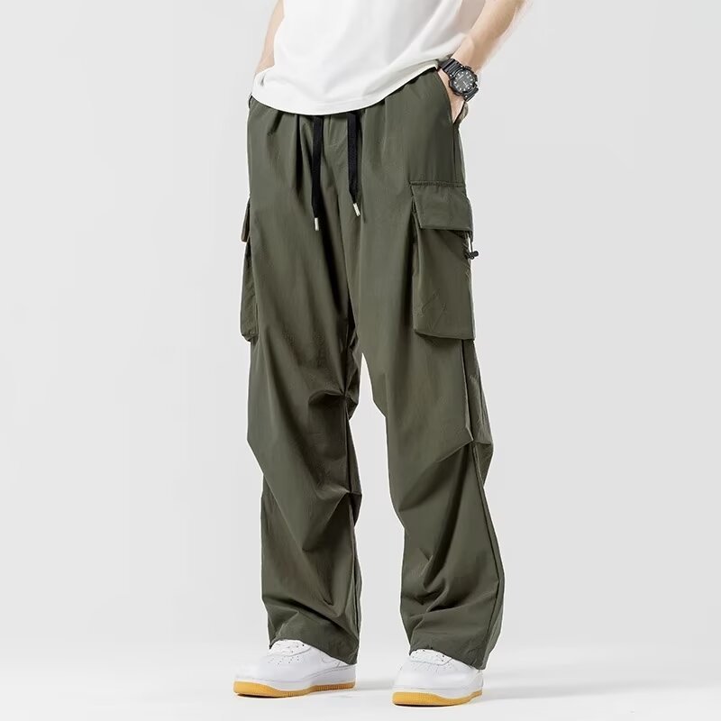 Loose Straight Cargo Pants Wide - leg Pants Men - BAGMODA