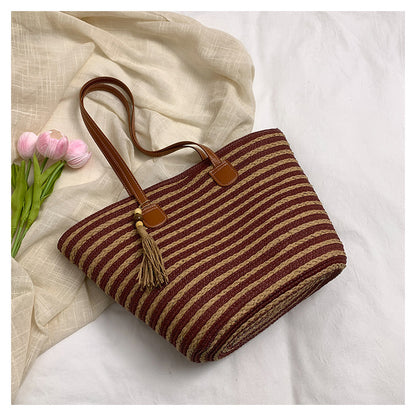 Bolso minimalista para mujer tejido en contraste de colores