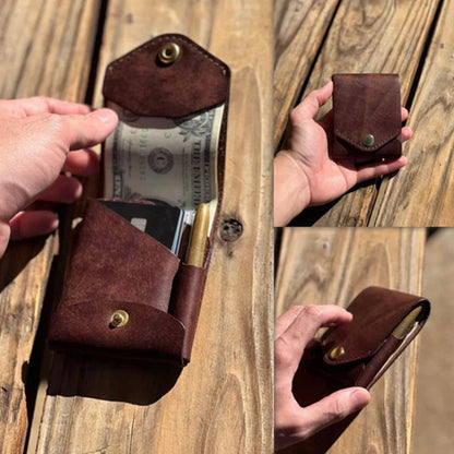 Cartera retro para hombre, diseño creativo, tarjetero y bolígrafo.