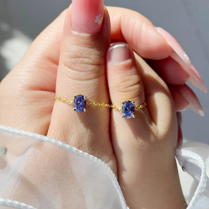 Nuevo anillo elástico ovalado de oro bañado en cobre para mujer