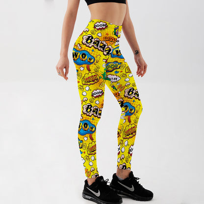 Bedruckte Anime-Leggings für Damen, schmale Passform, Trainingshose für Füße