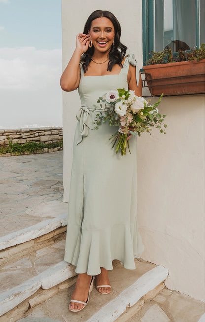 Temperamentvolles Hosenträger-Split-Kleid mit Schnürdesign, modische Sommer-Strandkleider mit Rüschen für Damen