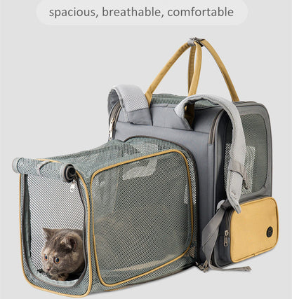 Bolsa expandible para mascotas de gran capacidad de tela Oxford y PU