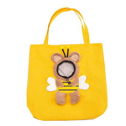 Bolsas de transporte para perros y gatos con diseño de abeja pequeña, portátiles, transpirables, suaves, con cremalleras de seguridad, para viajes al aire libre.