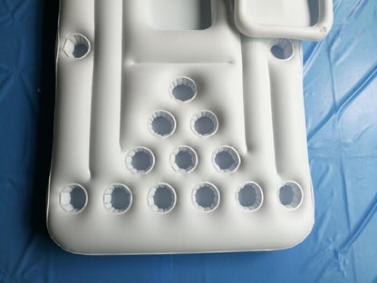 Colchón de aire para fiesta acuática, cubo de hielo, enfriador, portavasos, mesa inflable para beer pong, flotador de piscina