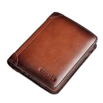 Cartera electrónica Cheng ultrafina de cuero genuino antirrobo con cierre deslizante