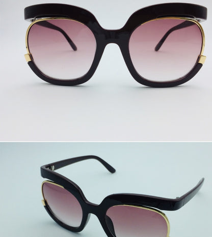 Gafas de sol voladoras para mujer, montura media de ojo de gato para mujer