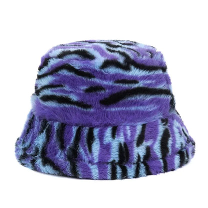 Panama Zebra Print Plush Velvet Hat - BAGMODA