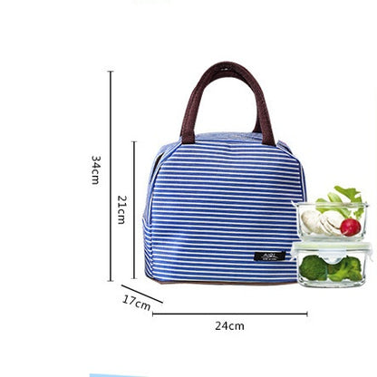 Nueva bolsa de almuerzo aislante grande de tela Oxford a rayas, paquete portátil para conservar la leche materna, paquete aislante para acampar, paquete de lonchera, venta al por mayor
