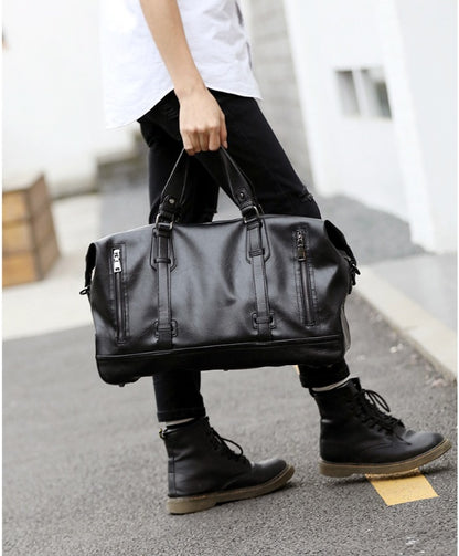 Bolso de negocios de gran capacidad, bolso de viaje de cuero, bolso de gimnasio, bolso de viaje de corta distancia para hombre. 