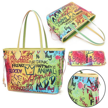 Bolsa de mano con grafiti de colores