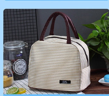 New Oxford cloth striped large insulation lunch bag portable breast milk preservation package insulation camping lunch box package wholesale