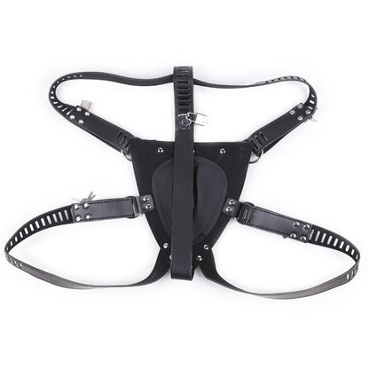 Chastity Leather Pants With Lock Bondage Black Men - BAGMODA