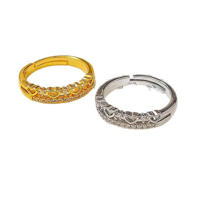 Anillo abierto en forma de corazón estilo Ins para chicas sencillas que no se decoloran