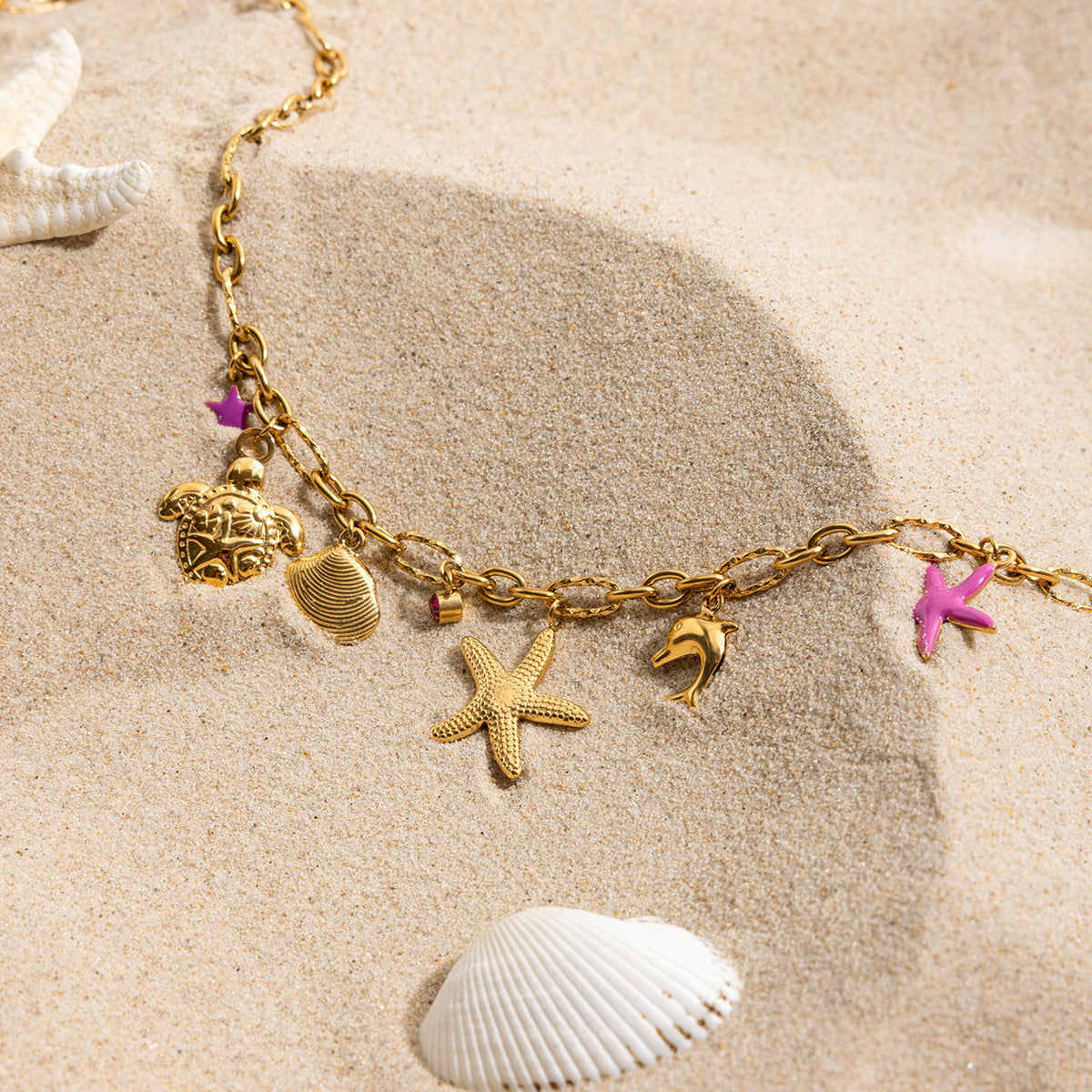 Dolphin Shell Turtle Dripping Five-pointed Star Necklace