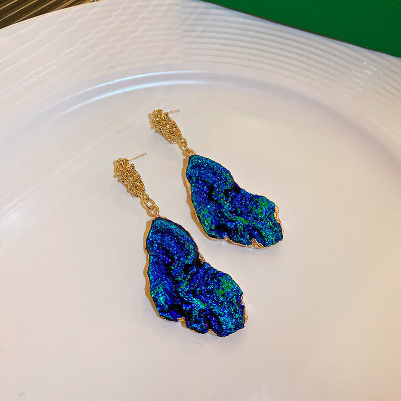 Flower Pattern Shell Tassel Round Earrings Light Luxury High Sense