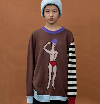 Autumn winter sweater women's head full cotton knitwear, embroidery loose hundred set long-sleeved coat