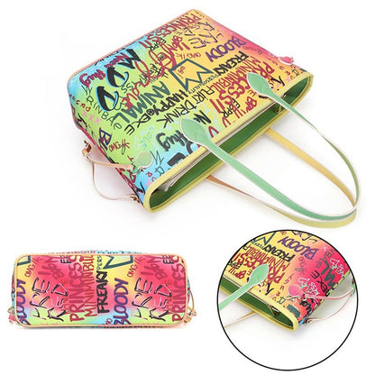 Bolsa de mano con grafiti de colores