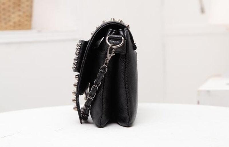 Skull Rivets Leather Messenger Bags