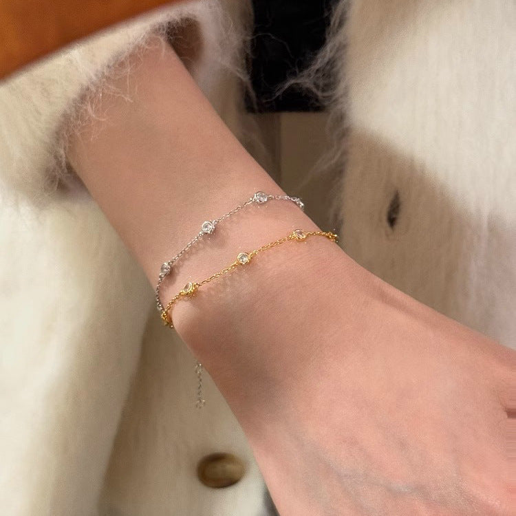 Small Round Diamond Light Luxury Bracelet Female Zircon Personality