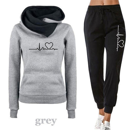 Frauen Trainingsanzug Pullover Hoodies und Schwarze Hosen Herbst